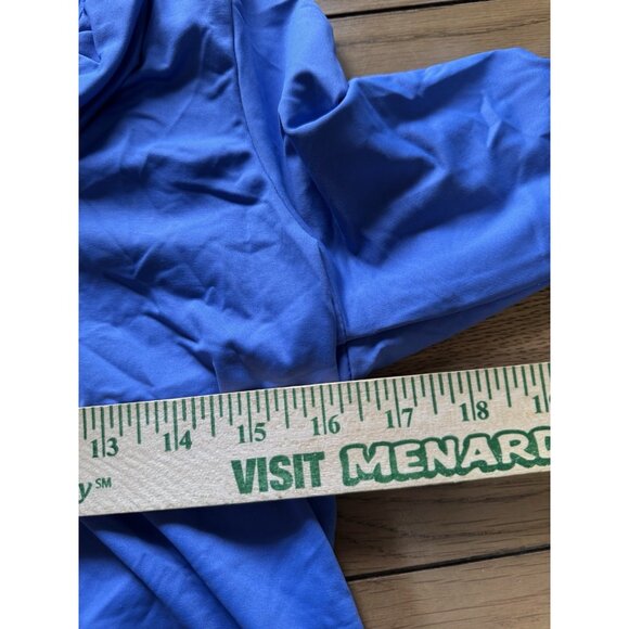 Lulu B Top Size Small Ruffle Neck 3/4 Sleeve Stretch Blue Modern Lightweight - Picture 4 of 11